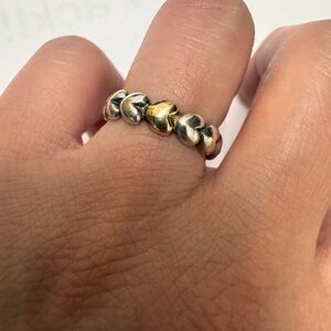 Genuine Pandora Silver & 14k Gold Two Tone Ring Heart Size 5